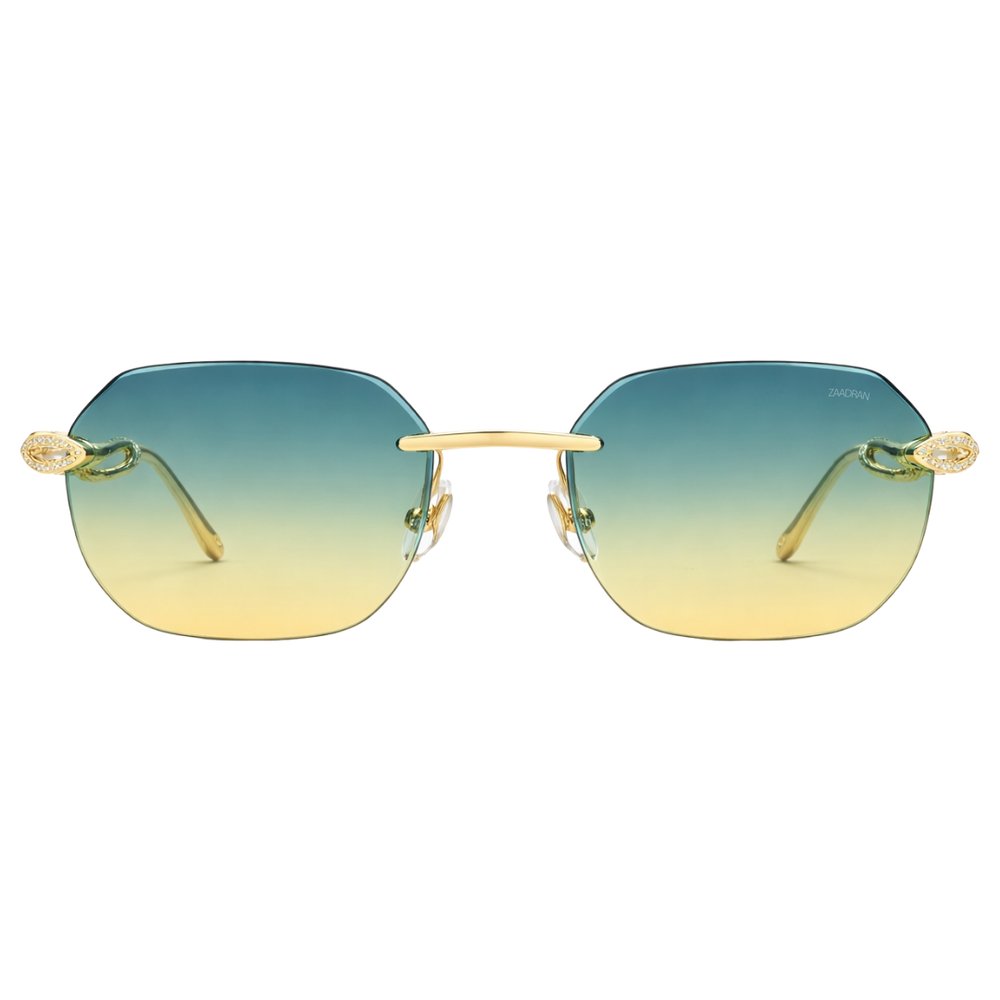 Venice | Golden Blue Dual Tone Rimless Wayfarer Sunglass