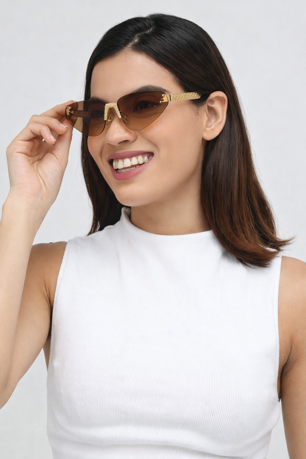 Florence | Brown Rimless Cateye Sunglass