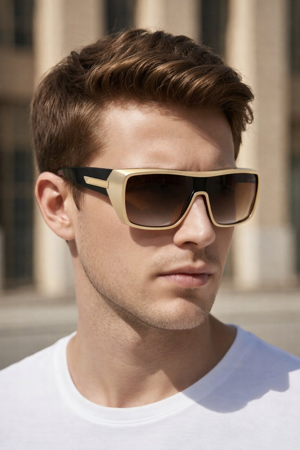 Persian | Black Golden Sport Brown Aviator Sunglass