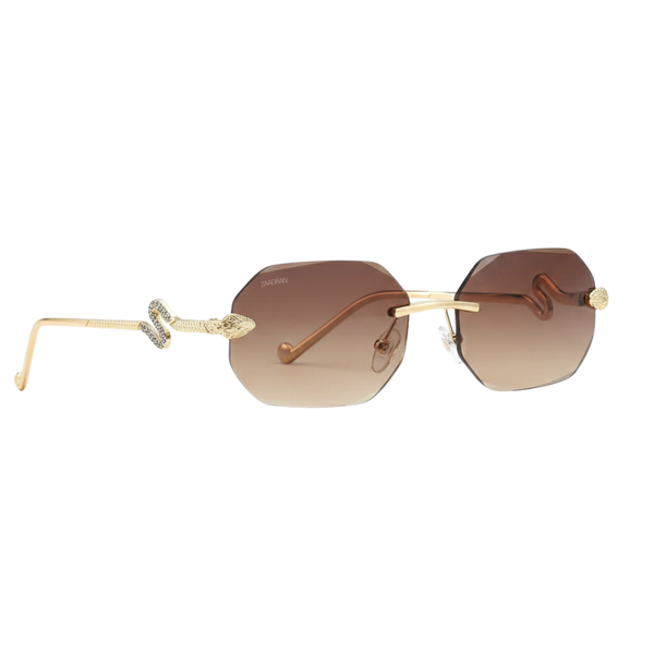 Venice | Golden Brown Rimless Wayfarer Sunglass