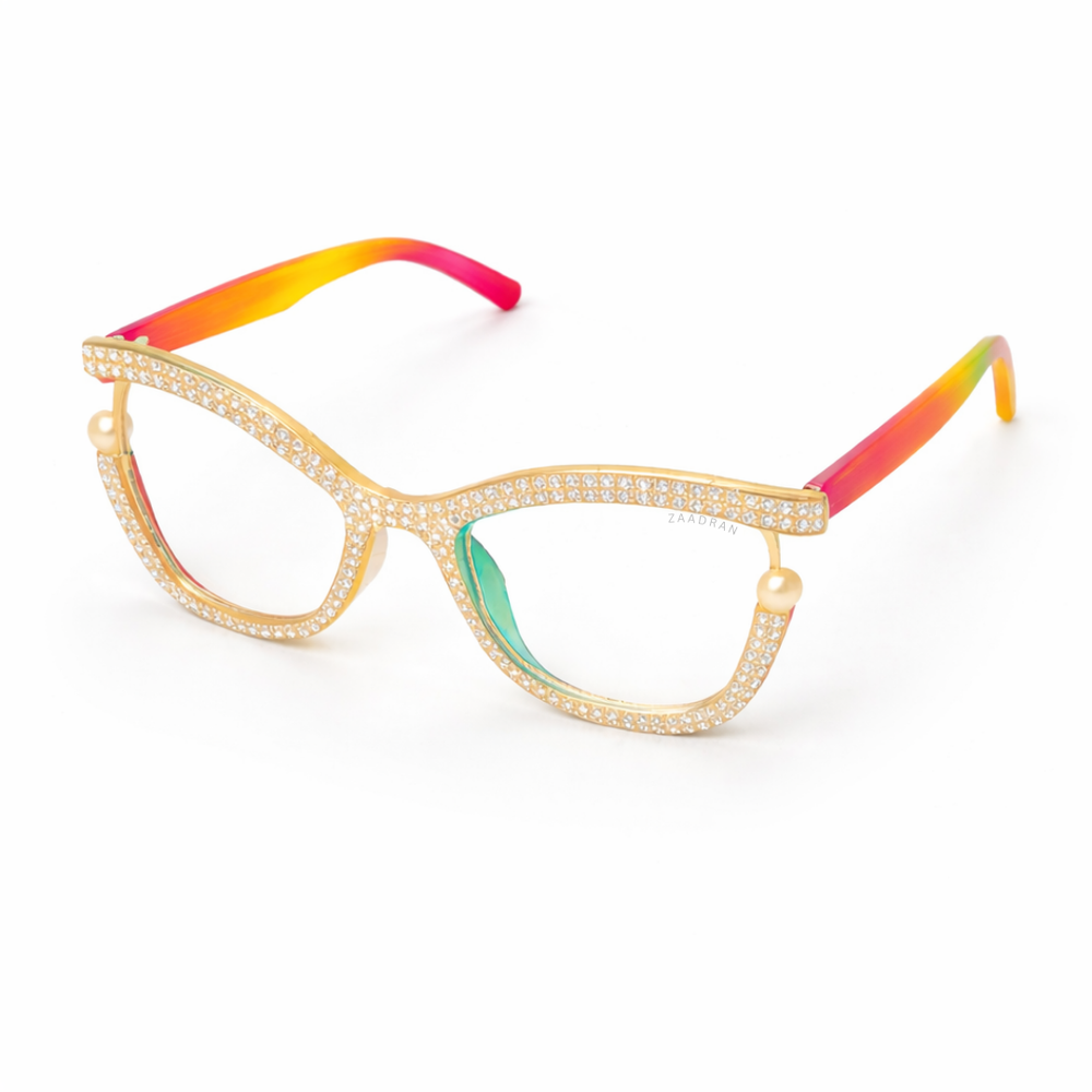 Diamond Cateyes | Rainbow Fancy White Crystals Wayfarer Transparent Sunglass
