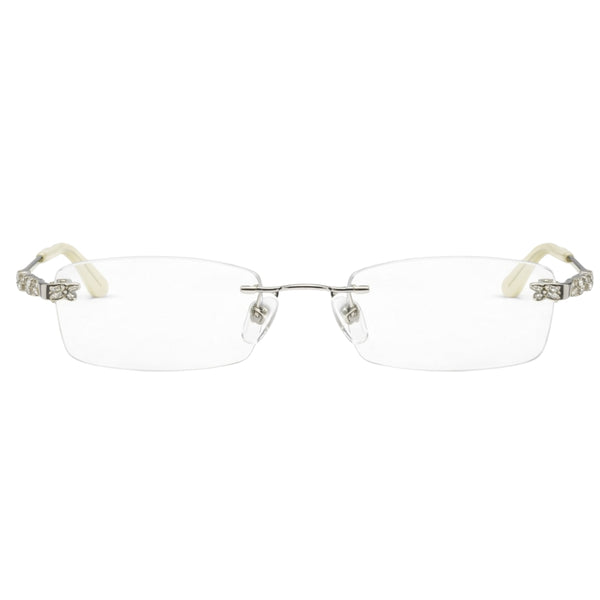 Silver Diamond Cream Transparent Rimless Rectangle Eyewear | I1006 |Pinelli Edition