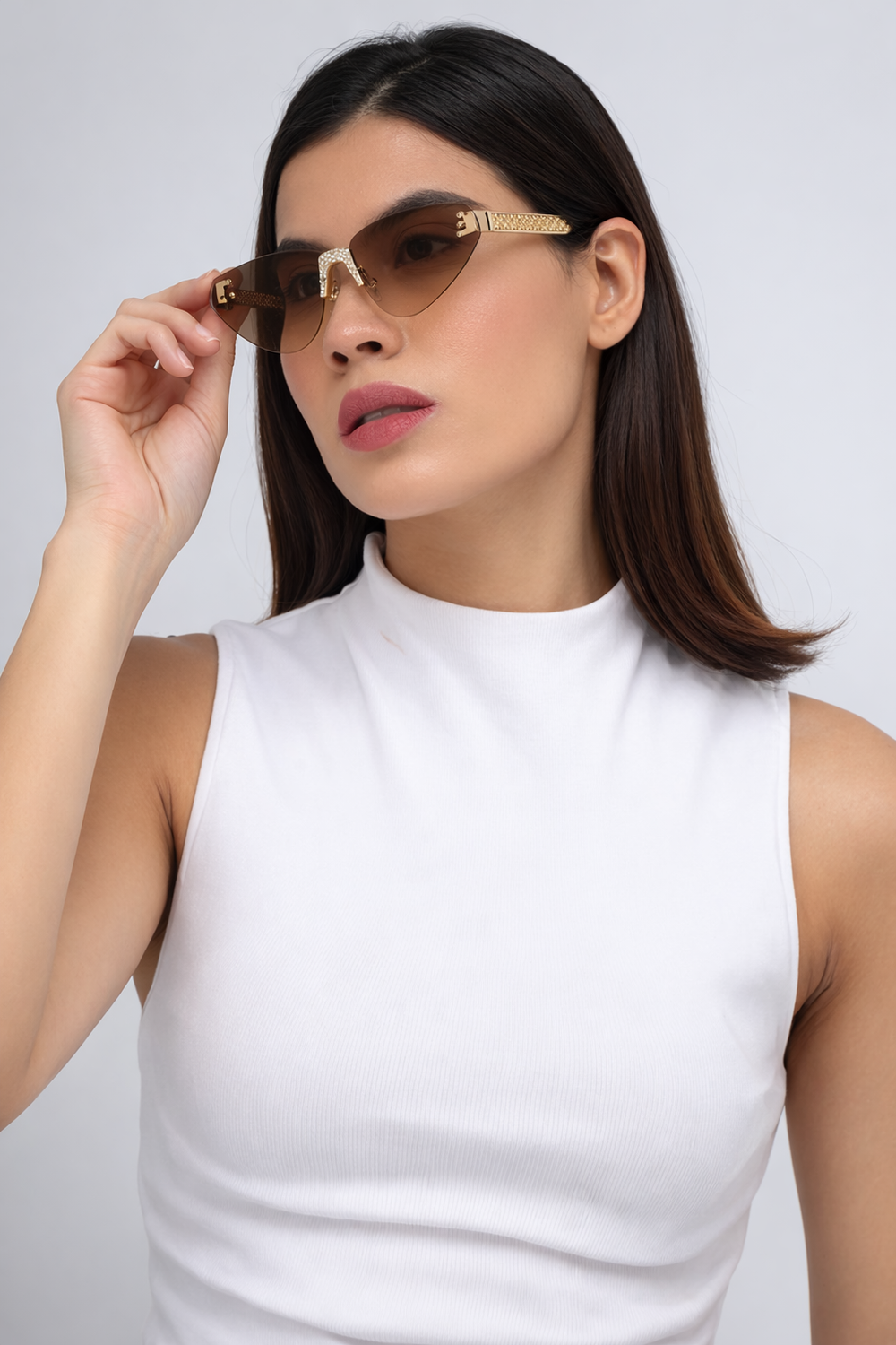 Florence | Brown Rimless Cateye Sunglass