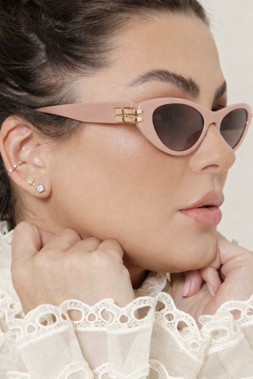 Diva | Peach Golden Cateye Sunglass
