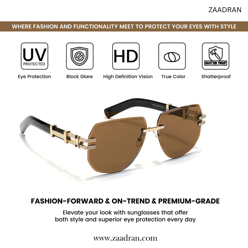 Tbilisi | Brown Golden Rimless Wayfarer Sunglass