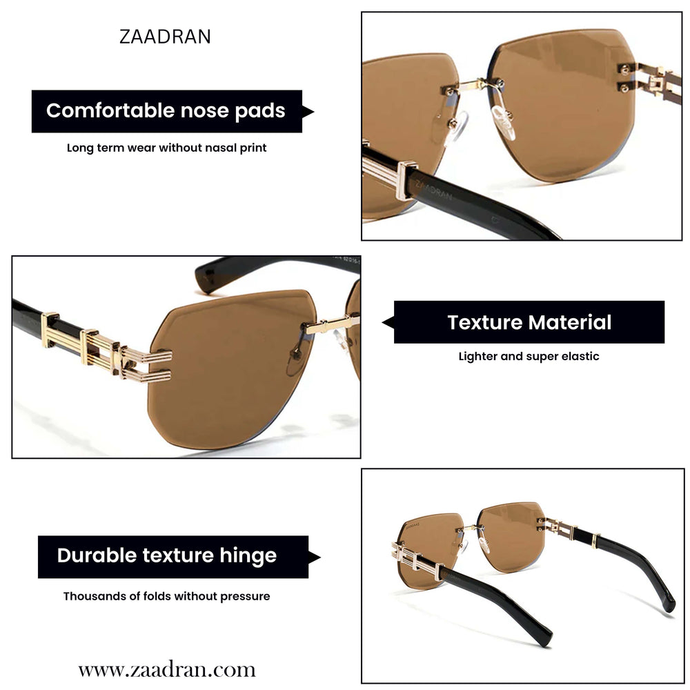 Tbilisi | Brown Golden Rimless Wayfarer Sunglass