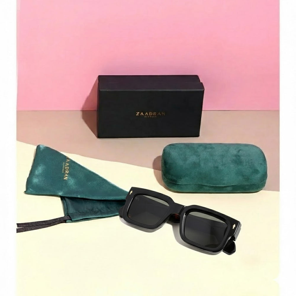 Almaty | Black Green Wayfarer Sunglass - (ZAADWFAMBLKGN0014)