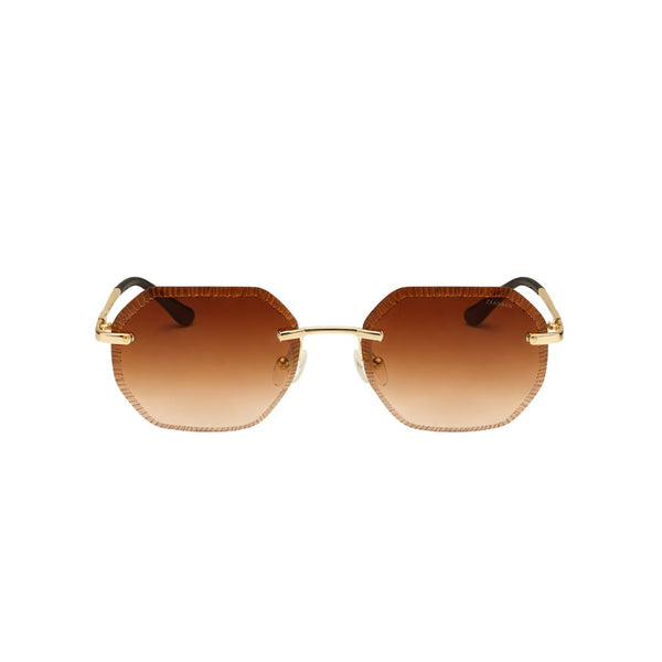Millionaire | Brown Rimless Wayfarer Sunglass